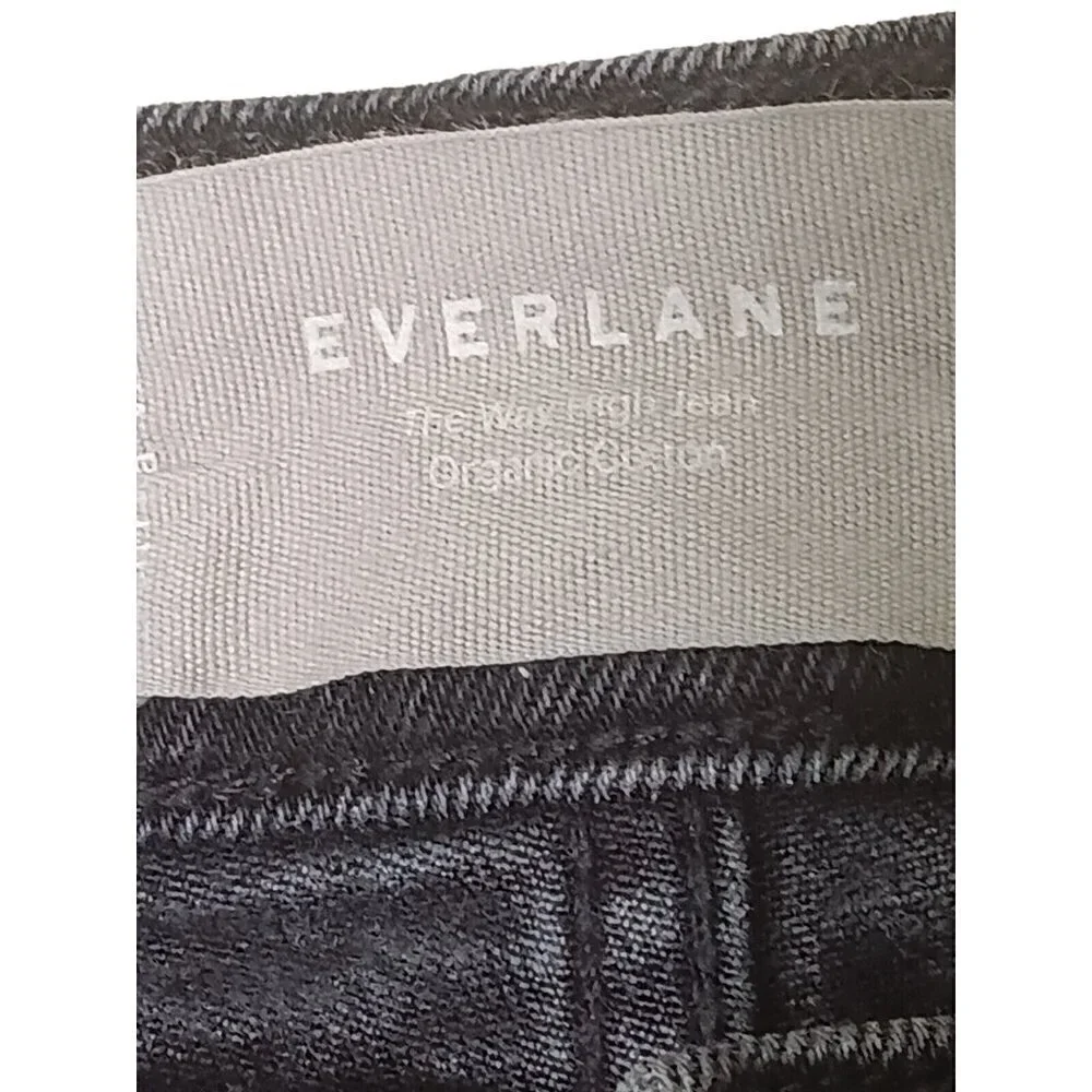 Everlane The Way High Jean Organic Cotton Sz 25 Cropped Black Denim Straight Leg